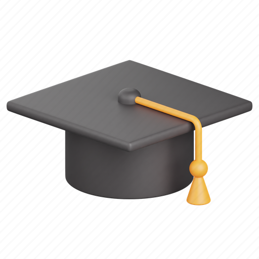 Graduation, diploma, hat, cap, mortarboard, student, school 3D illustration - Download on Iconfinder