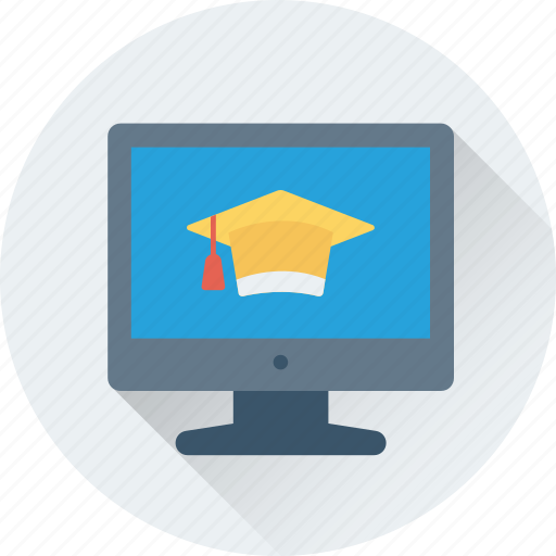 Graduate, graduate cap, lcd, led, online study icon - Download on Iconfinder