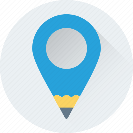 Creativity, location, location pin, map pin, pencil icon - Download on Iconfinder