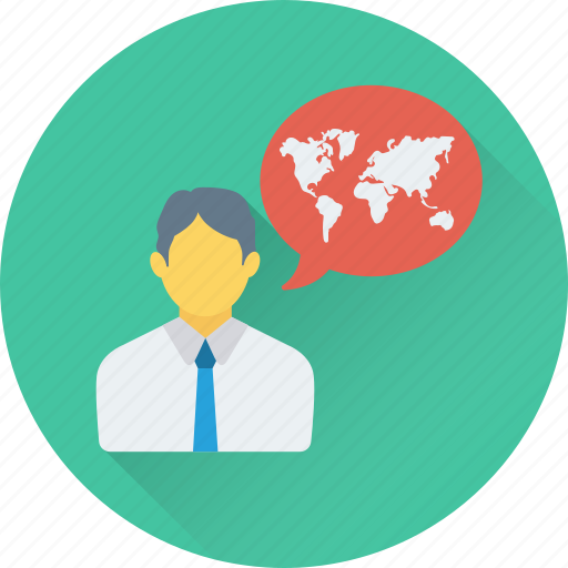 Chat bubble, consultant, geography, map, speech bubble icon - Download on Iconfinder