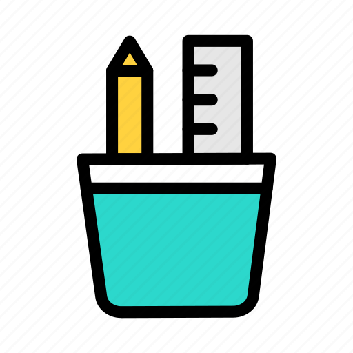 Pencil, ruler, office, stationary, jar icon - Download on Iconfinder