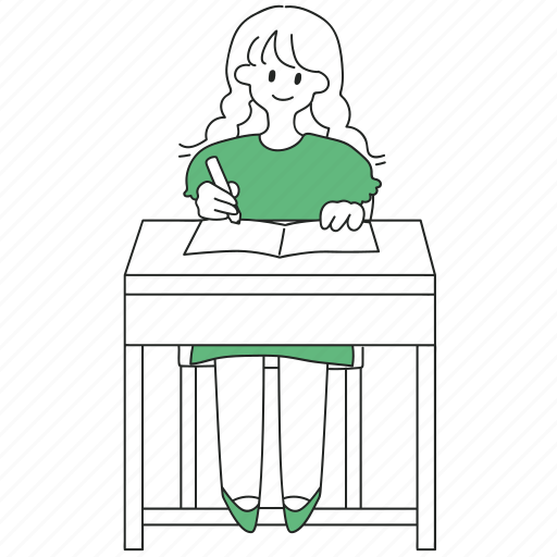 Girl, studying, learning, school, classroom, taking notes, student icon - Download on Iconfinder