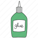 glue bottle, glue, sticky, adhesive, office supply, school supply, stationery