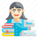 librarian, profession, bookstore, woman, avatar