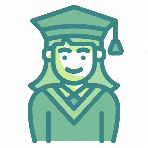 Graduation, graduate, university, academy, female icon - Download on Iconfinder