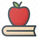 apple, book, education, knowledges, school, studying