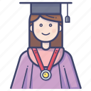 education, convocation, graduation, women, university, college, diploma, avatar, female