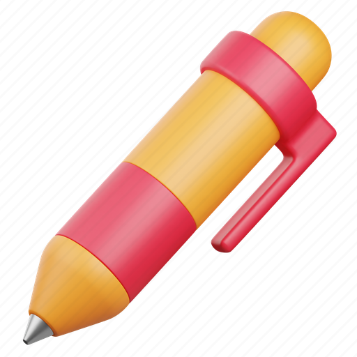 Pen, ballpoint, fountain, pencil, write, stationery, education 3D illustration - Download on Iconfinder