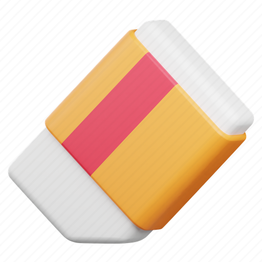 Eraser, erase, rubber, clean, remove, delete, stationery 3D illustration - Download on Iconfinder
