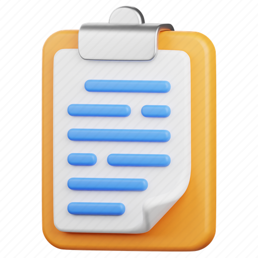Clipboard, checklist, task, check, paper, file, document 3D illustration - Download on Iconfinder