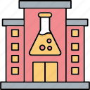 chemical lab, building, atomic house, atom house, laboratory experiment
