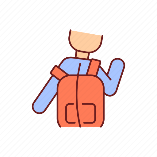 Scoliosis, scoliosis causing condition, backpack wearing wrong, backbone deformation development icon - Download on Iconfinder