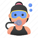avatar, diver, people, scuba, sport, user, woman