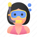 avatar, diver, people, snorkel, sport, user, woman