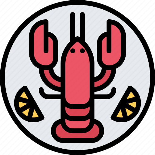 Eat, food, lemon, lobster, plate, restaurant, seafood icon - Download on Iconfinder