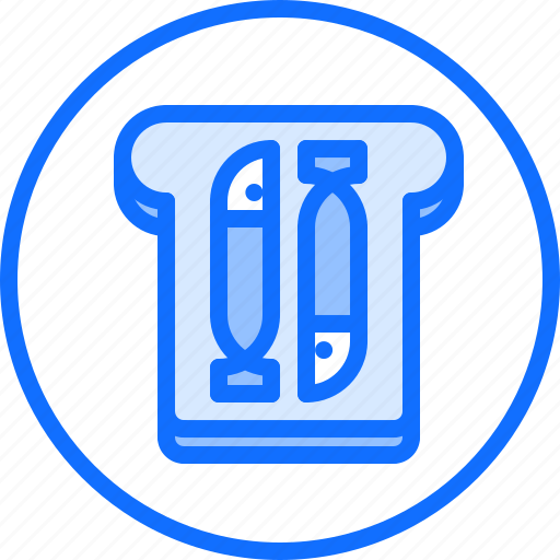 Anchovy, eat, food, restaurant, sandwich, seafood, toast icon - Download on Iconfinder