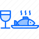 eat, fish, food, plate, restaurant, seafood, wine