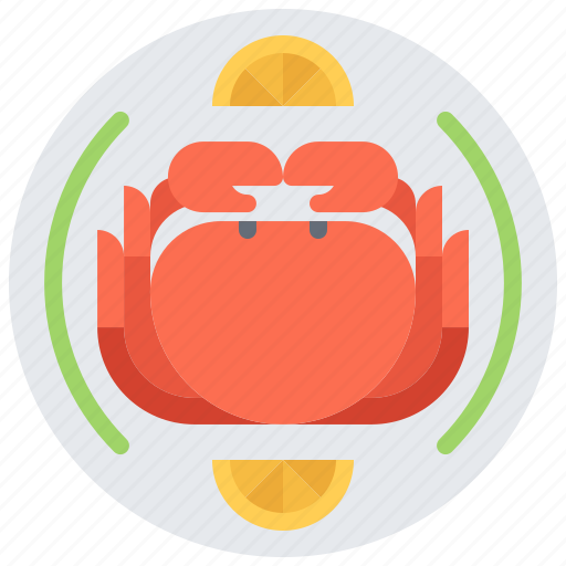 Crab, eat, food, lemon, plate, restaurant, seafood icon - Download on Iconfinder