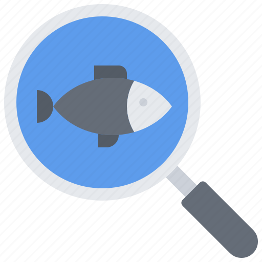 Eat, fish, food, magnifier, restaurant, seafood, search icon - Download on Iconfinder