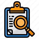 business, clipboard, glass, magnifying, search, zoom