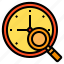 clock, date, glass, magnifying, time, wait 