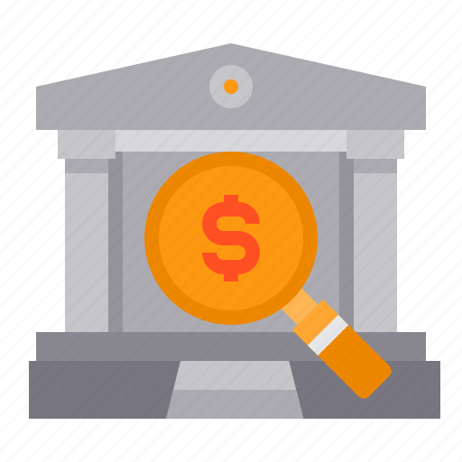 Bank, currency, finance, glass, magnifying, money icon - Download on Iconfinder