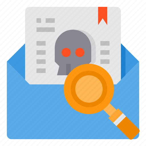 Glass, magnifying, mail, malware, spam, virus icon - Download on Iconfinder