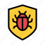 bug, protection, security, shield, virus 