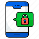mobile, lock, chat, conversation, message, comment, communication