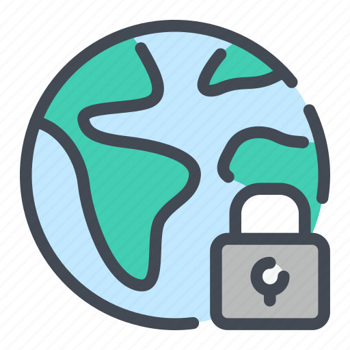 Earth, globe, lock, padlock, password, protection, security icon - Download on Iconfinder