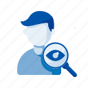 identify, identification, find, person, people, male, avatar, security, search, magnifying glass