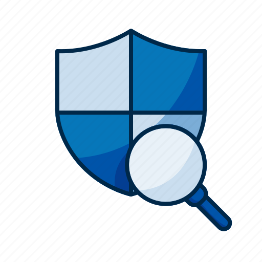 Security shield, security, shield, analysis, magnifying glass, search, armor icon - Download on Iconfinder