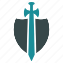 protection, safety, security, heraldic, shield, sword, weapon