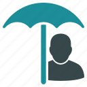 account, person, profile, protection, umbrella, user, weather
