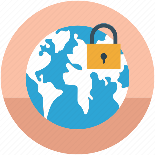 Digital protection, digital security, globe and lock, globe with lock, international security, protection, safety concept icon - Download on Iconfinder