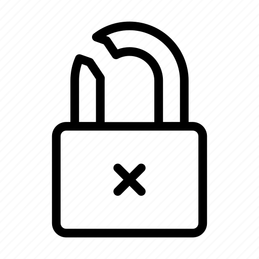 Broken, lock, padlock, protection, security icon - Download on Iconfinder