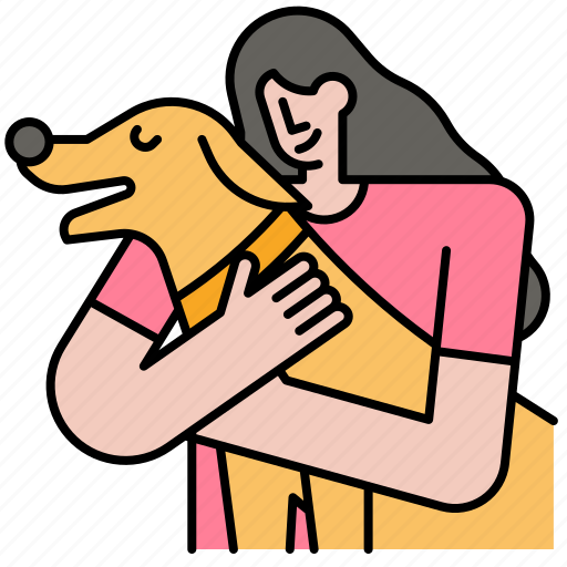 Dog, hug, lover, friendship, friends, pets, women icon - Download on Iconfinder