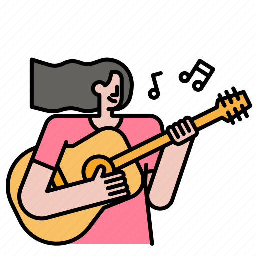 Music, play, guitar, playing, acoustic, musical, women icon - Download on Iconfinder
