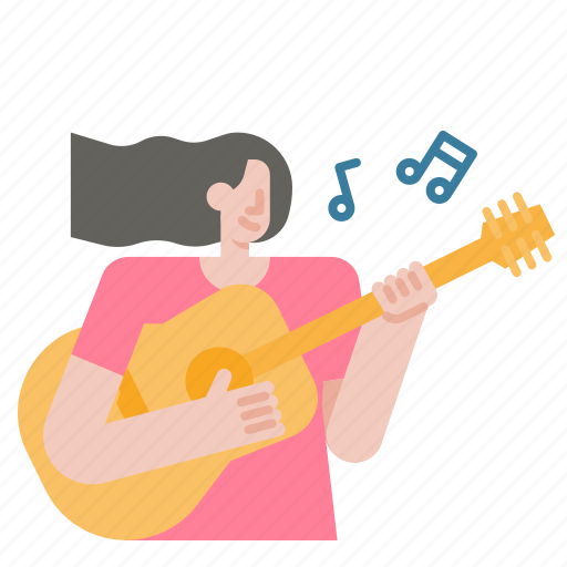 Music, play, guitar, playing, acoustic, musical, women icon - Download on Iconfinder
