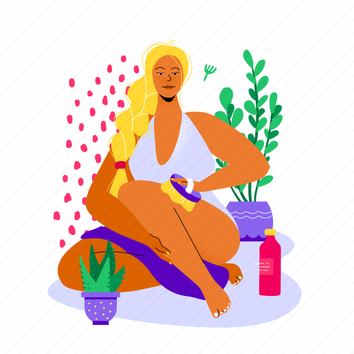 Brush, peeling, scrub, body care, woman, wellness, spa illustration - Download on Iconfinder