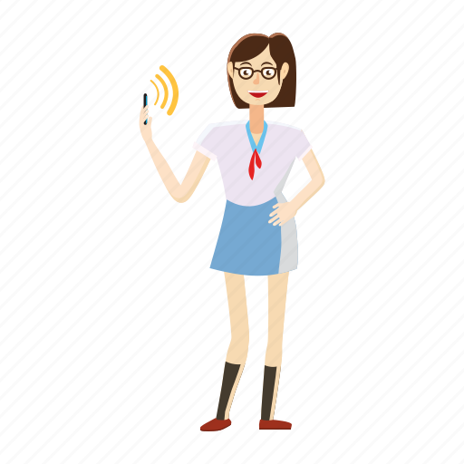 Call, cartoon, girl, phone, pose, smartphone, wifi icon - Download on Iconfinder
