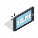 isometric, mobile, phone, photo, portrait, selfie, smartphone