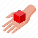 take, red, cube, isometric