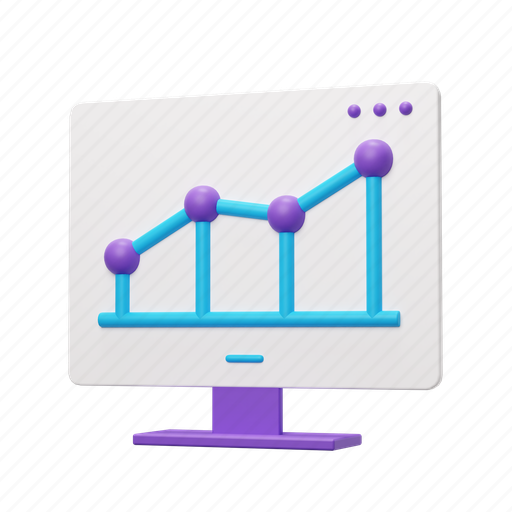 Graph, render, seo, stats, bar chart, optimization, monitor 3D illustration - Download on Iconfinder