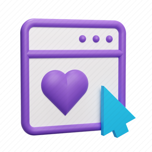 Heart, cursor, window, render, favorite, like 3D illustration - Download on Iconfinder
