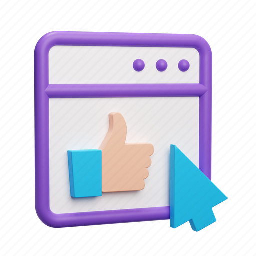 Like, cursor, window, render, finger, rate 3D illustration - Download on Iconfinder