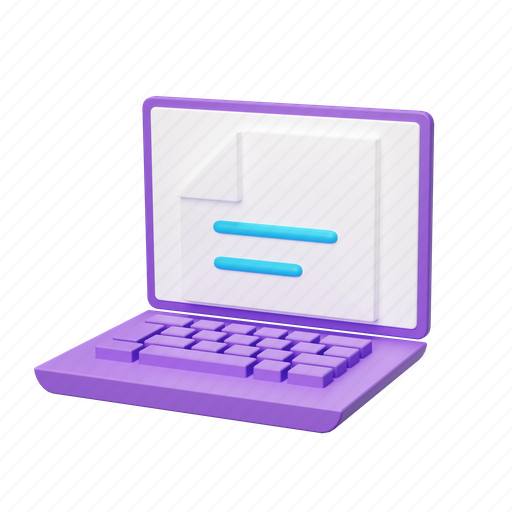 Laptop, doc 3D illustration - Download on Iconfinder