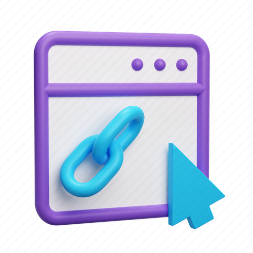 Link, cursor, window, render, chain, connect 3D illustration - Download on Iconfinder
