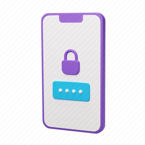Phone, password, render, smartphone, privacy, safety, login 3D illustration - Download on Iconfinder