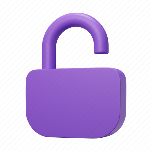 Open, padlock, render, unlock, unlocked padlock, unlocked, safety 3D illustration - Download on Iconfinder